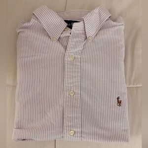 Polo Ralph Lauren Purple White Stripe Long Sleeve Oxford Button Down